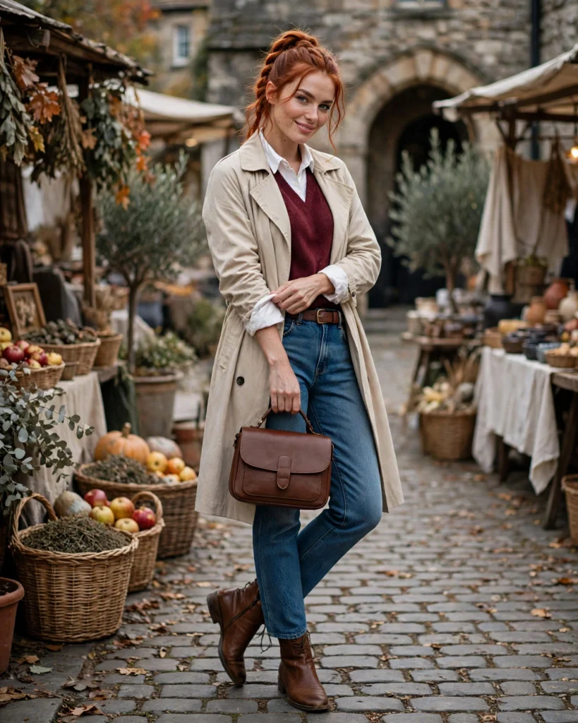 21 Fall Festival Outfits for Women: Cute & Chic Looks for Autumn 12 Knit Vest with a Long-Sleeved Shirt Fall Festival Outfit