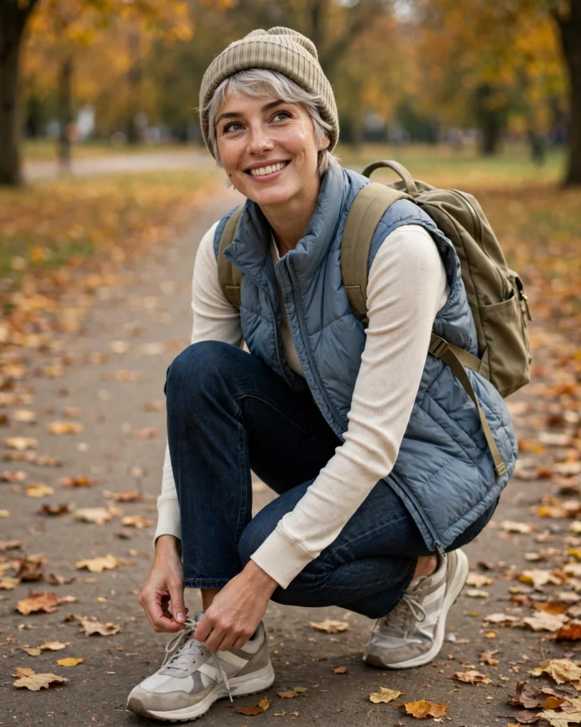 Lightweight Puffer Vest with Everyday Basics Casual Fall Outfit