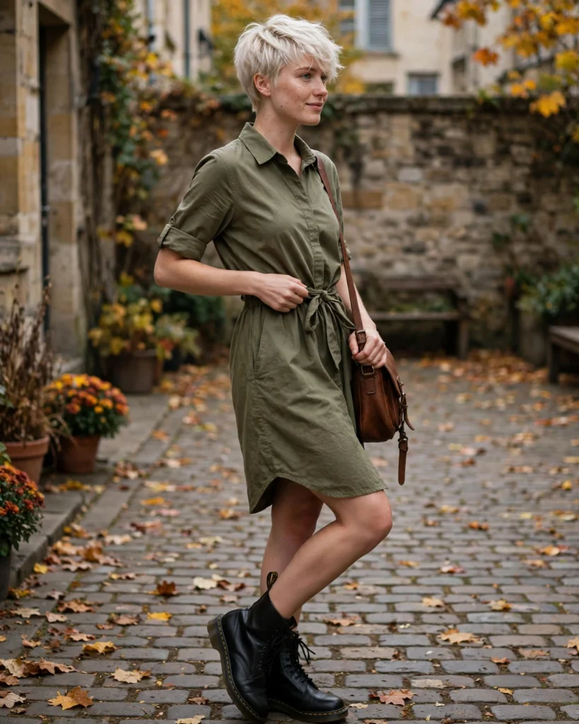Shirt Dress with Doc Martens Doc Martens Fall Outfit