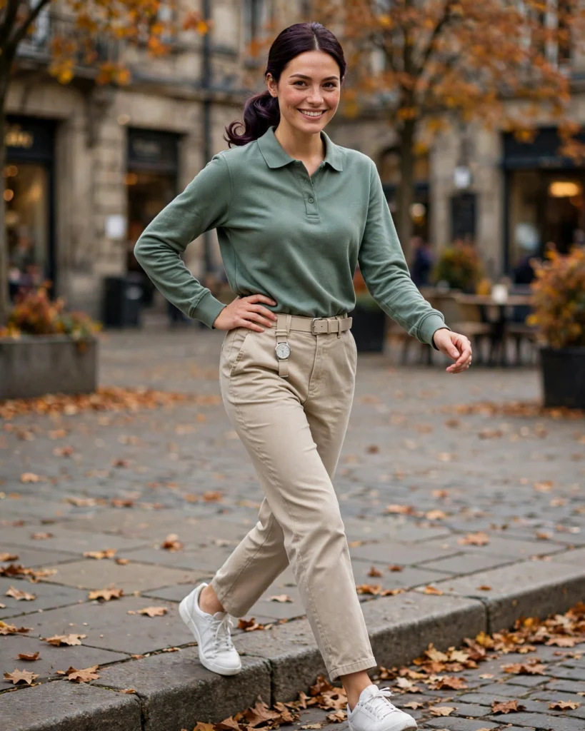 Casual Polo Shirt with Chino Pants Casual Fall Outfit