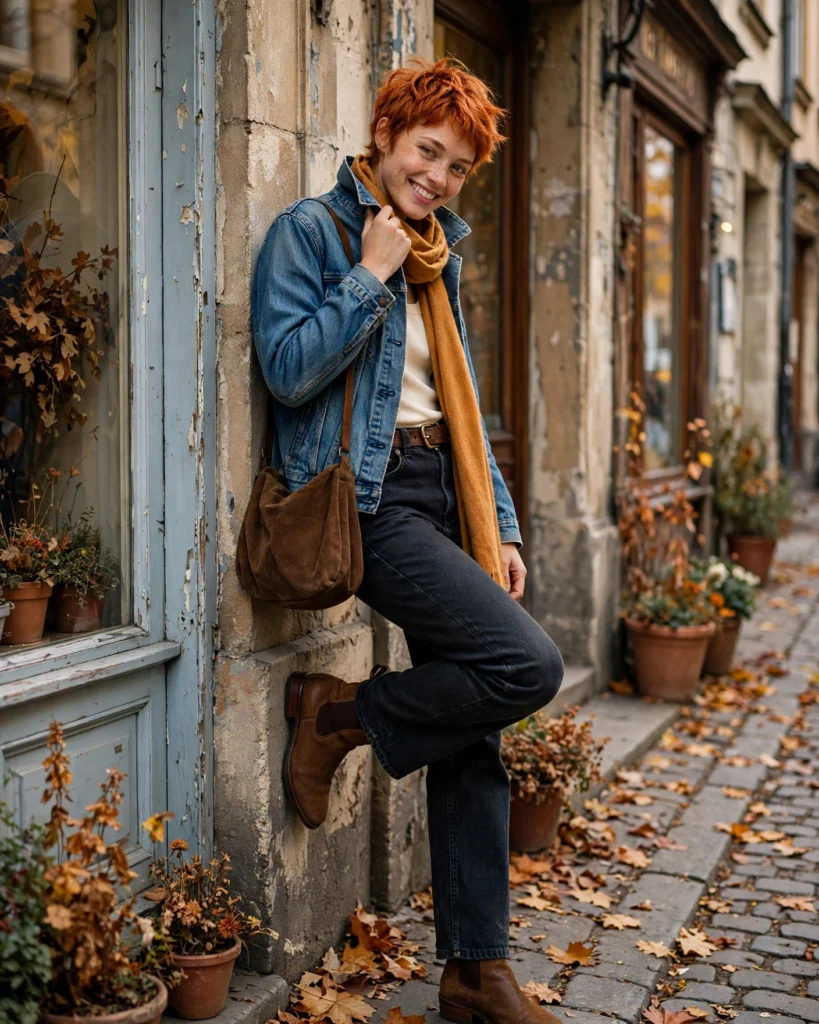 Denim-on-Denim with Autumn Accessories Fall Fashion Outfit