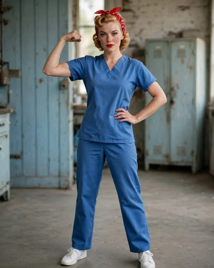 Rosie the Riveter in Scrubs Scrub Halloween Costume