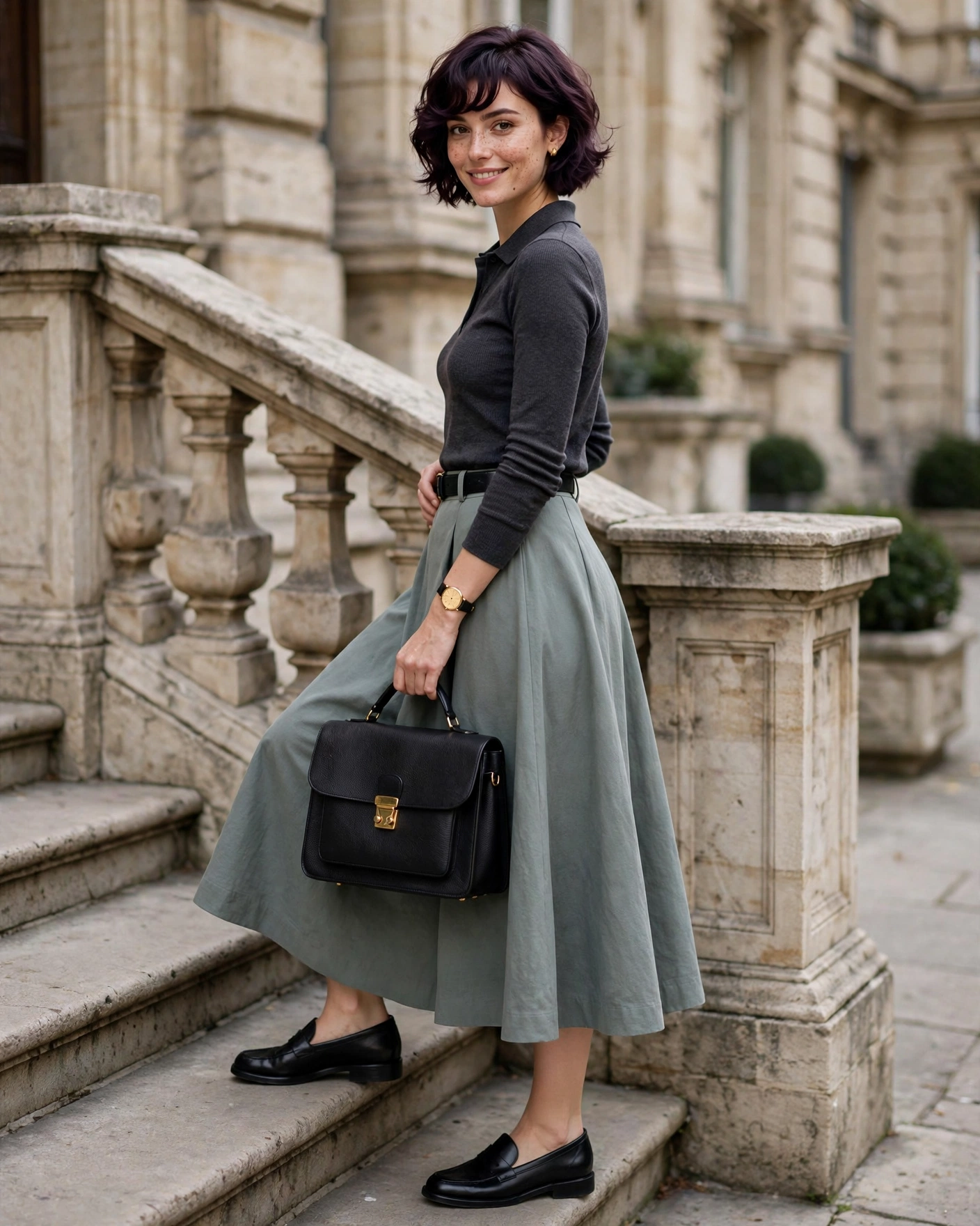 20 Midi Skirt Fall Outfits: Chic and Effortless Looks to Try 17 A-Line Midi Skirt with a Long-Sleeve Polo Midi Skirt Fall Outfit