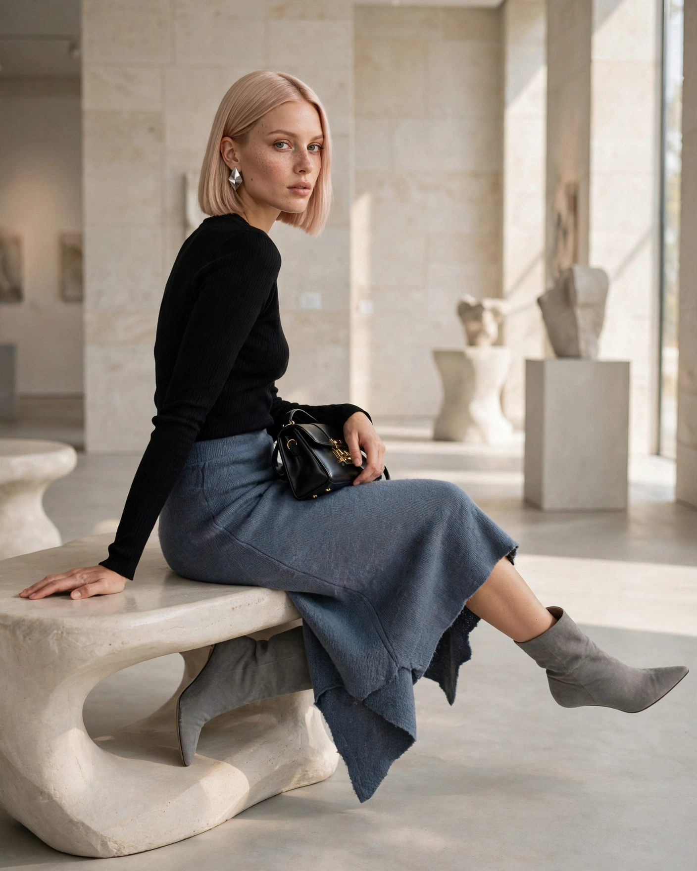 20 Knit Skirt Outfits for Fall: Cozy and Chic Looks to Try 17 Asymmetric Knit Skirt with a Simple Fitted Knit Knit Skirt Fall Outfit