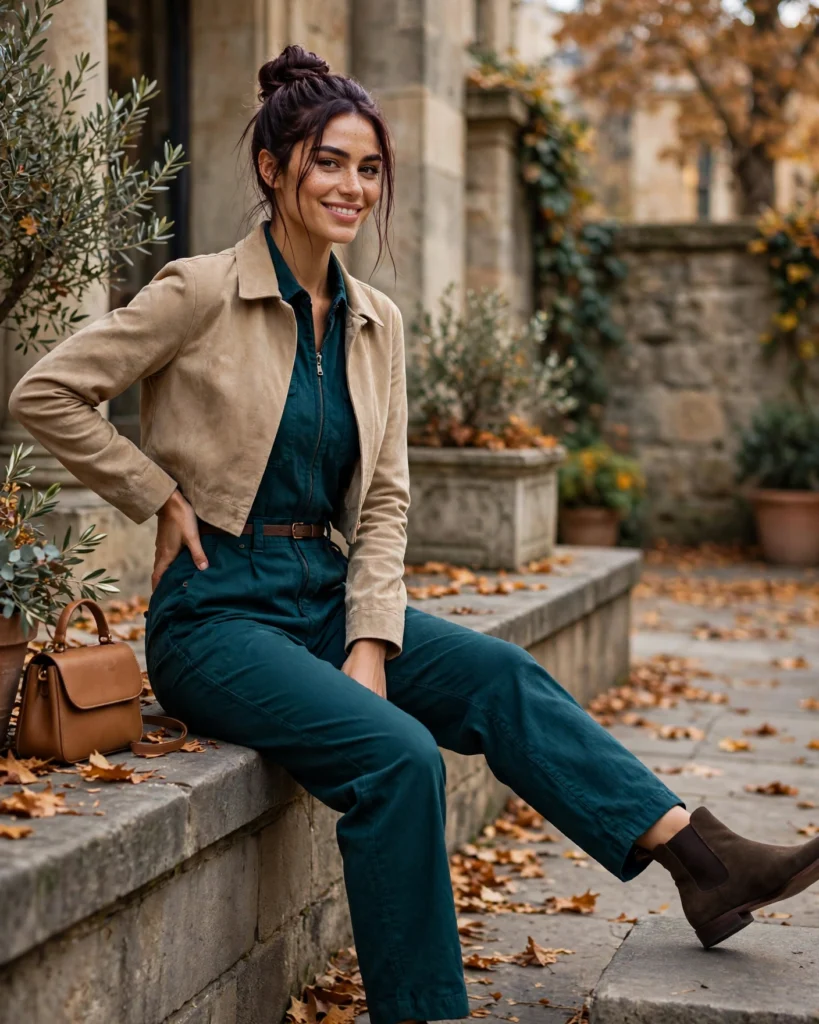 21 Must-Have Fall Outfits: Chic Looks to Wear All Season 17 Long-Sleeved Jumpsuit with a Cropped Jacket Must-Have Fall Outfit