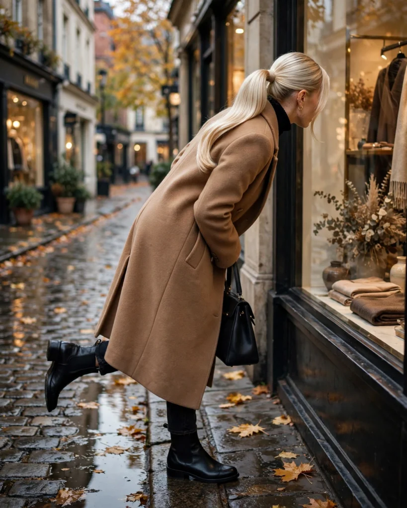 Long Wool Coat with a Turtleneck and Tailored Jeans Cozy Autumn Outfit