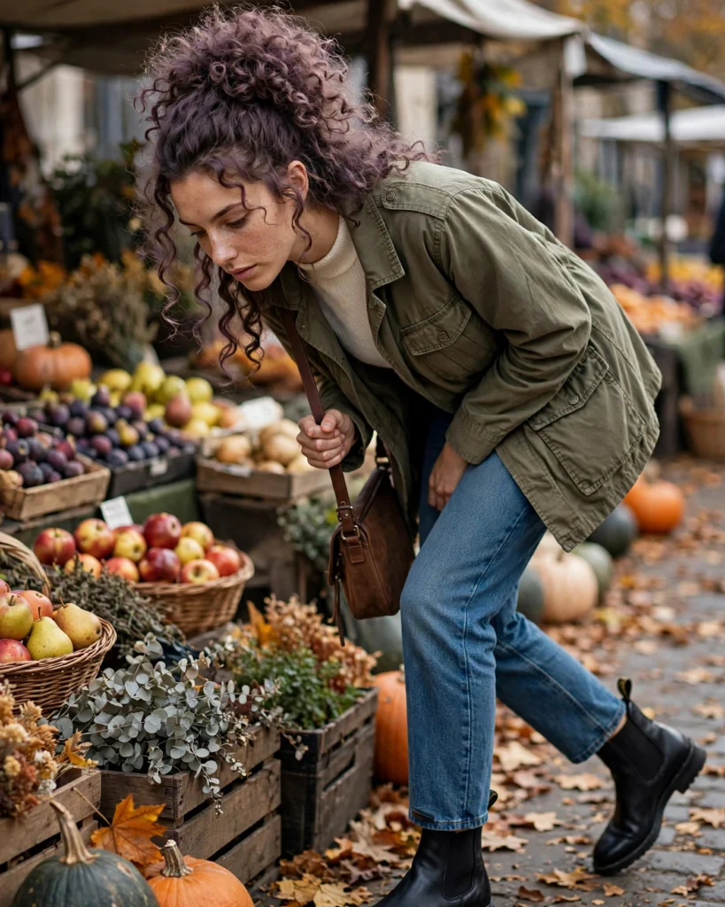 Utility Jacket with a Simple Knit Top Simple Fall Outfit