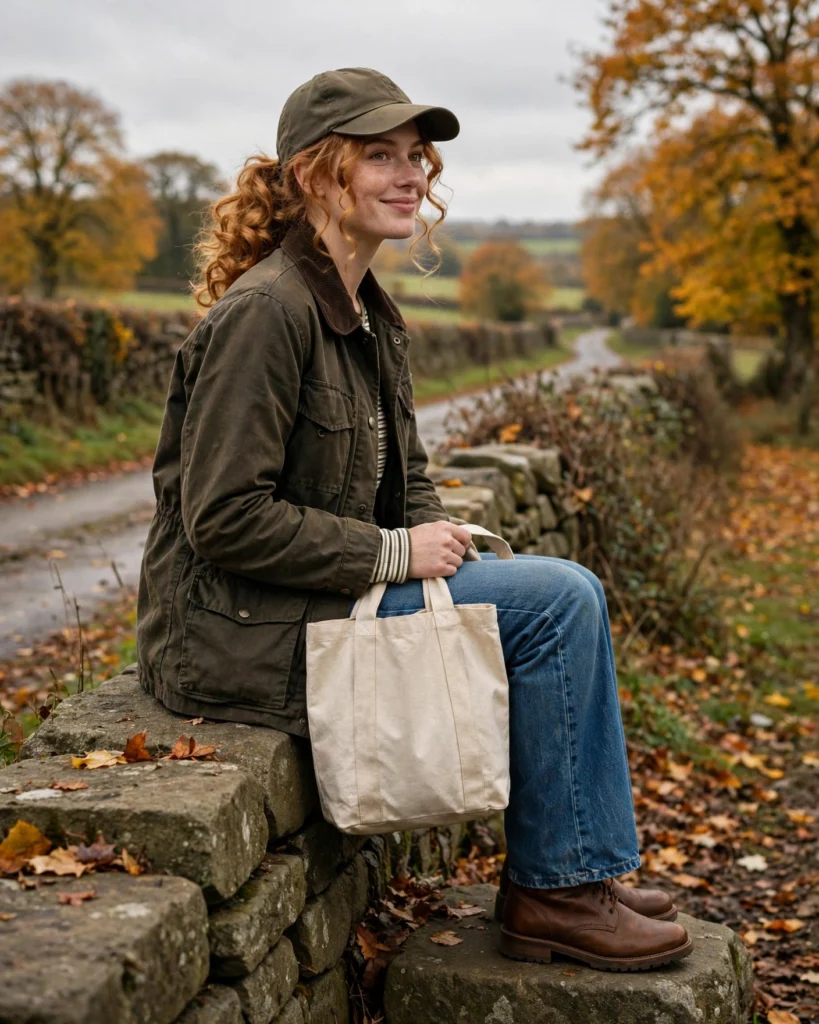 21 Must-Have Fall Outfits: Chic Looks to Wear All Season 20 Barn Jacket with a Striped Top and Straight Jeans Must-Have Fall Outfit