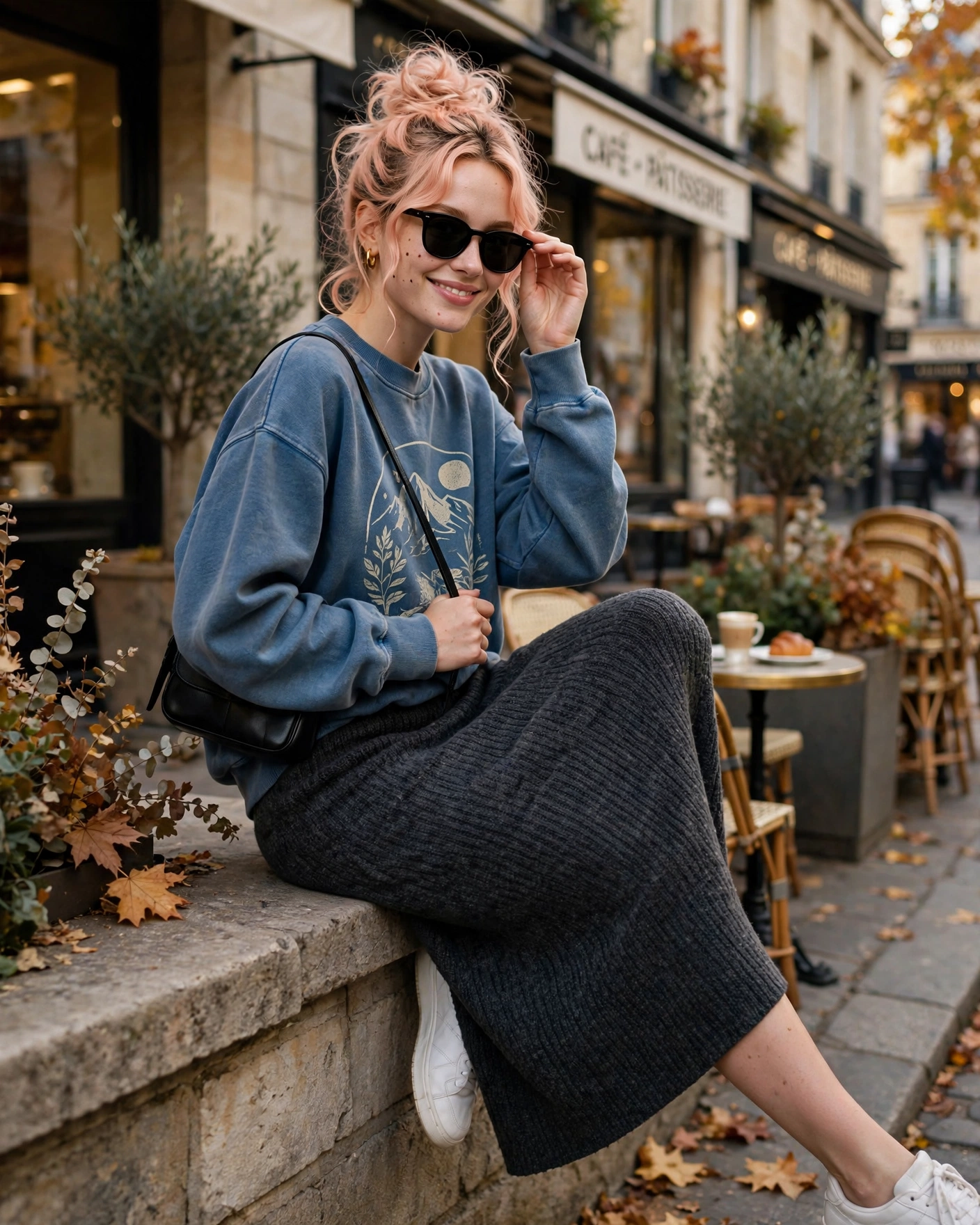 20 Knit Skirt Outfits for Fall: Cozy and Chic Looks to Try 20 Knit Skirt with a Graphic Sweatshirt and Sneakers Knit Skirt Fall Outfit