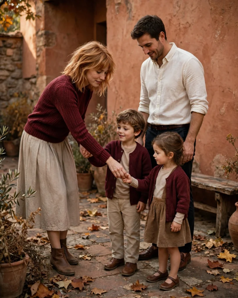 Family Outfits with a Touch of Burgundy Fall Family Picture Outfit