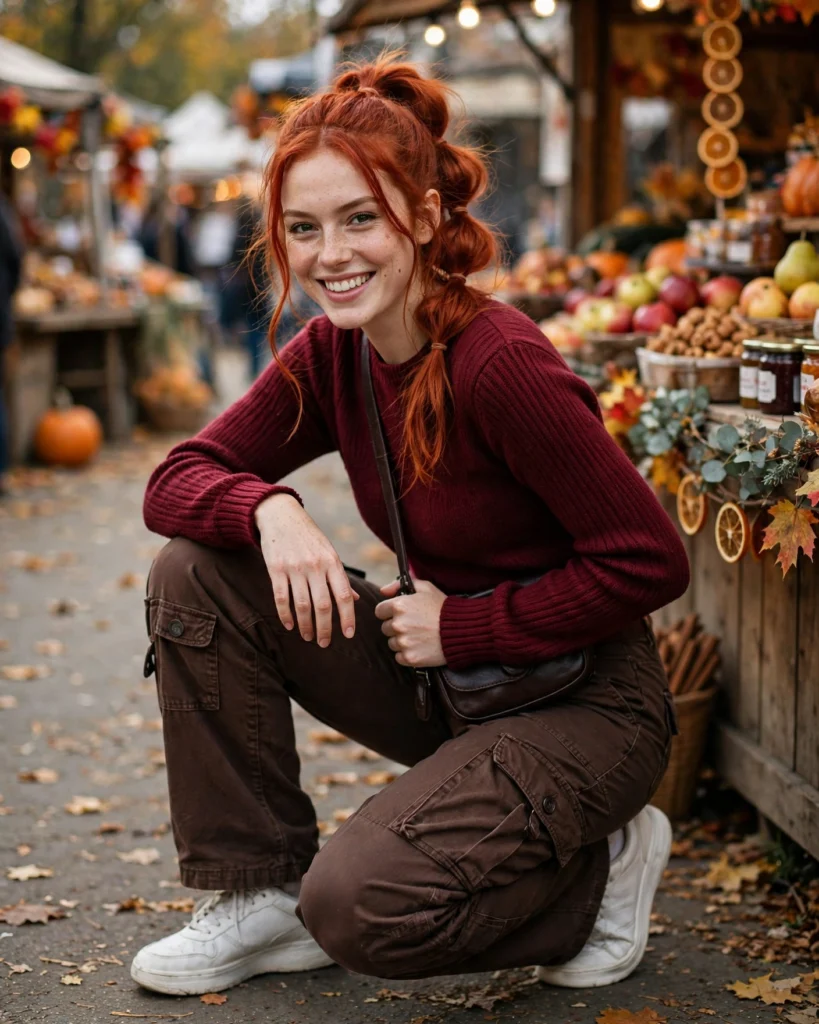 21 Fall Festival Outfits for Women: Cute & Chic Looks for Autumn 21 Cargo Pants with a Fitted Sweater Fall Festival Outfit