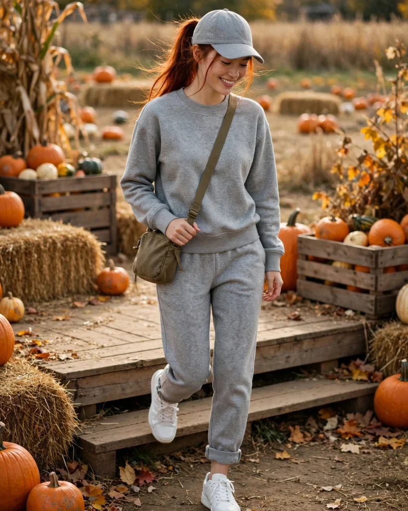 21 Casual Pumpkin Patch Outfits: Cute & Comfortable Fall Looks 21 Matching Sweatshirt and Jogger Set Casual Pumpkin Patch Outfit