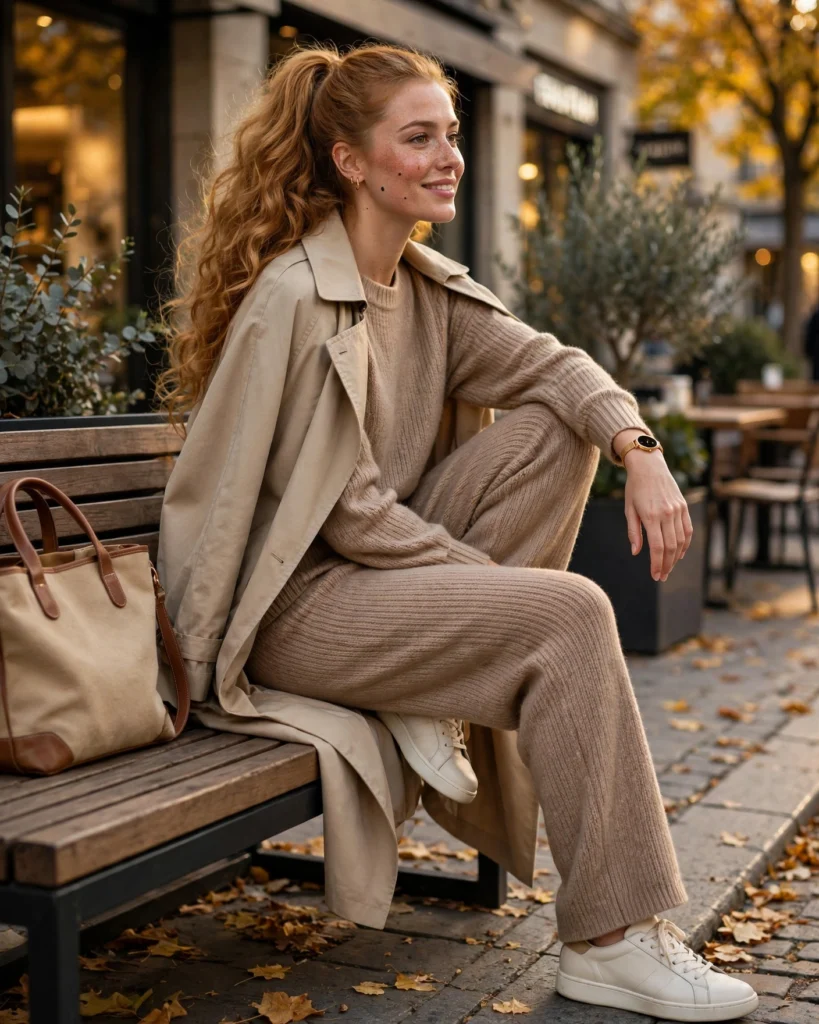 21 Must-Have Fall Outfits: Chic Looks to Wear All Season 22 Cozy Knit Set with Classic Leather Sneakers Must-Have Fall Outfit