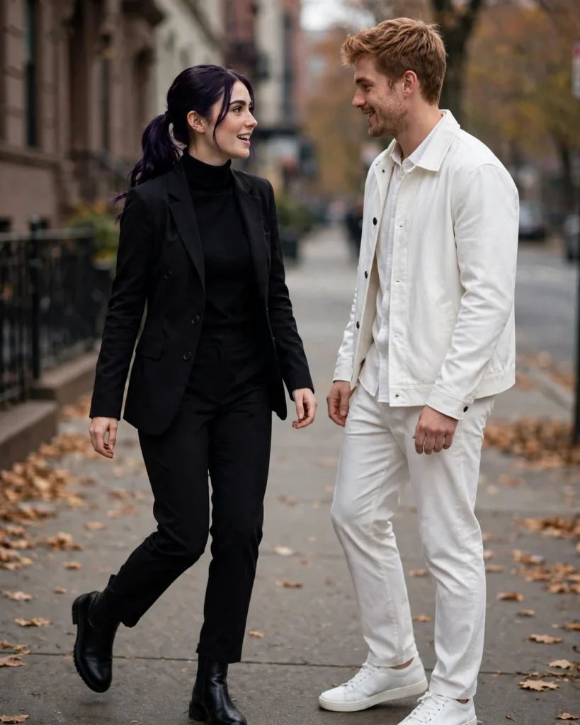 Matching Black-and-White Characters Couples Halloween Costume