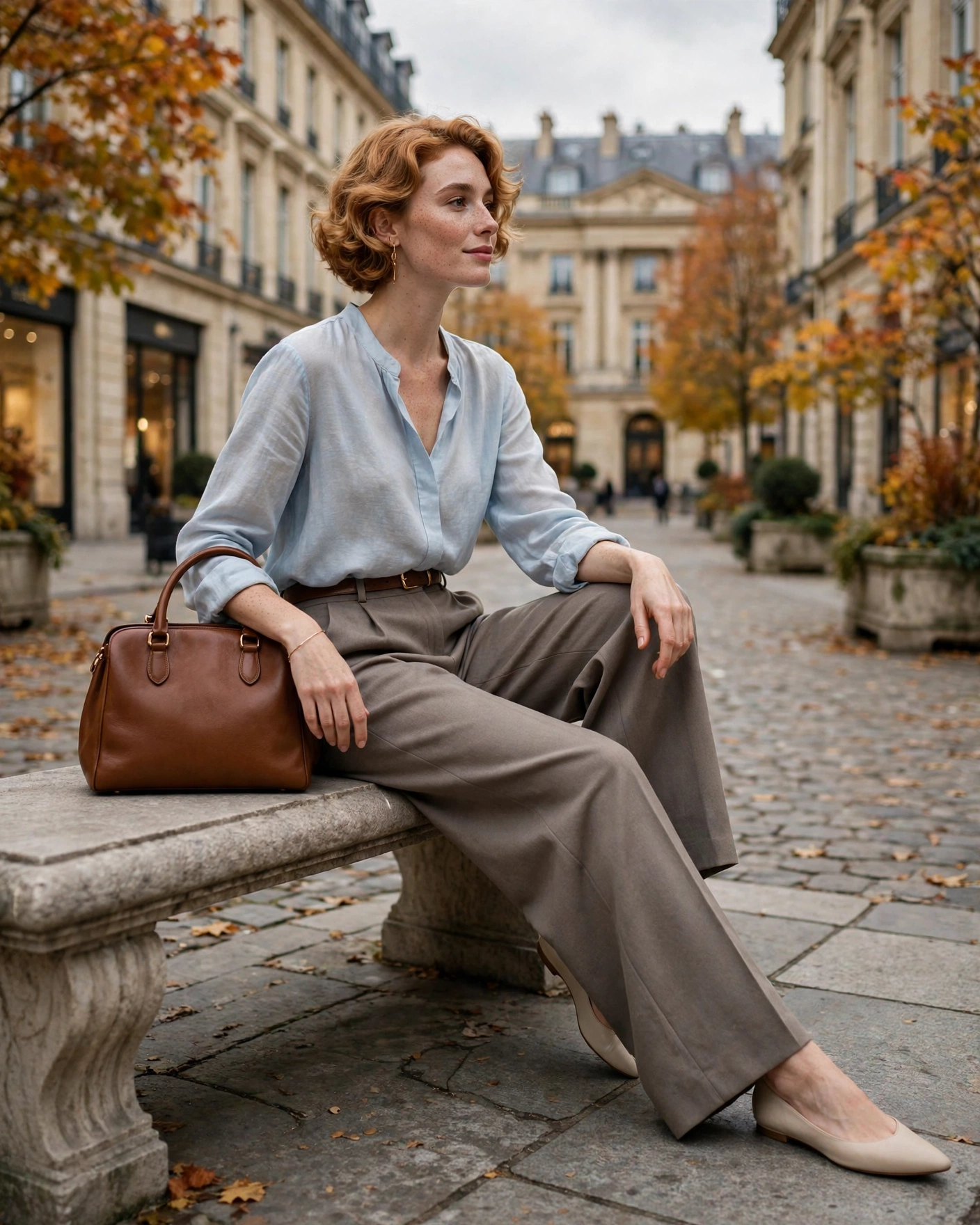 22 Classy Fall Outfits for Women: Elegant Looks to Wear This Season 22 Soft Blouse with Wide Tailored Trousers Classy Fall Outfit