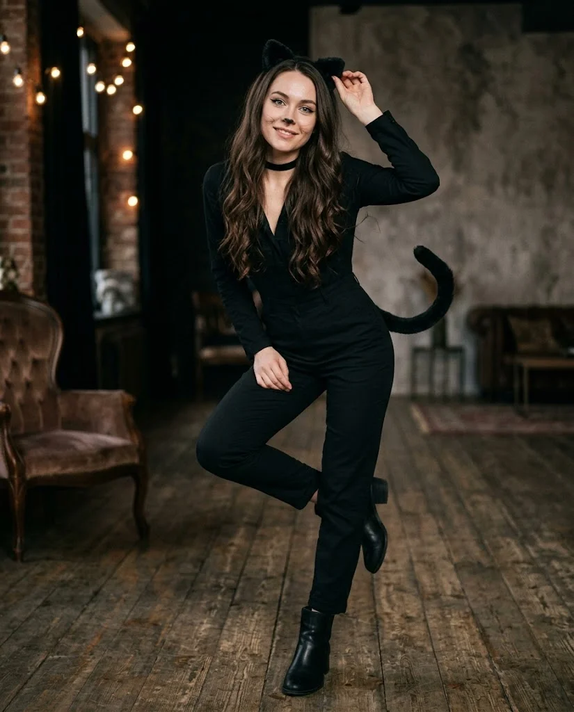 20 Trendy Halloween Outfits with Complete Costume Details 12 Black Cat Outfit Halloween Outfit