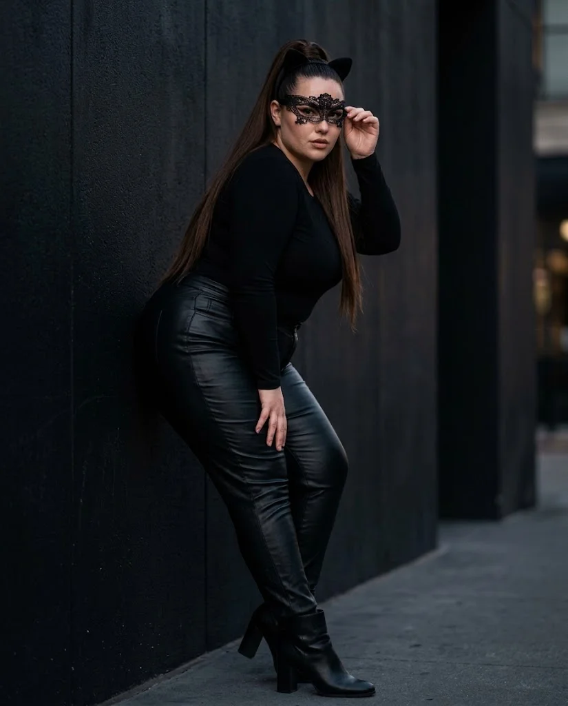Catwoman-Inspired All-Black Look Plus Size Halloween Outfit