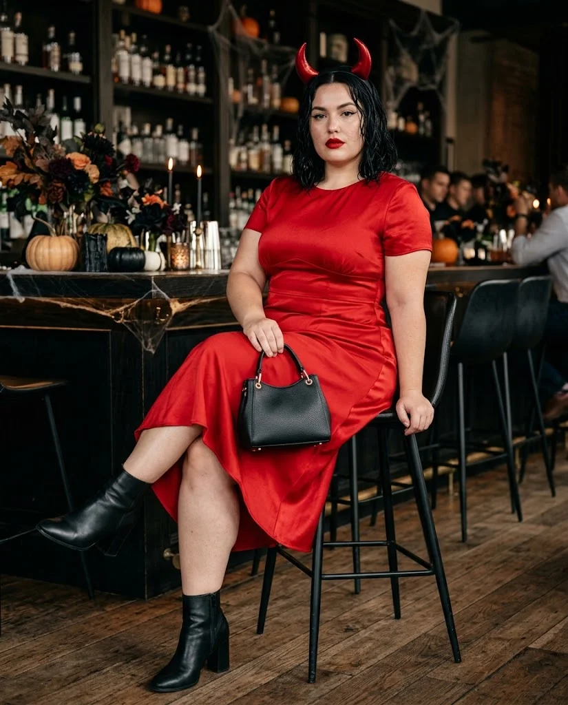 Classic Red Devil with a Statement Dress Plus Size Halloween Outfit