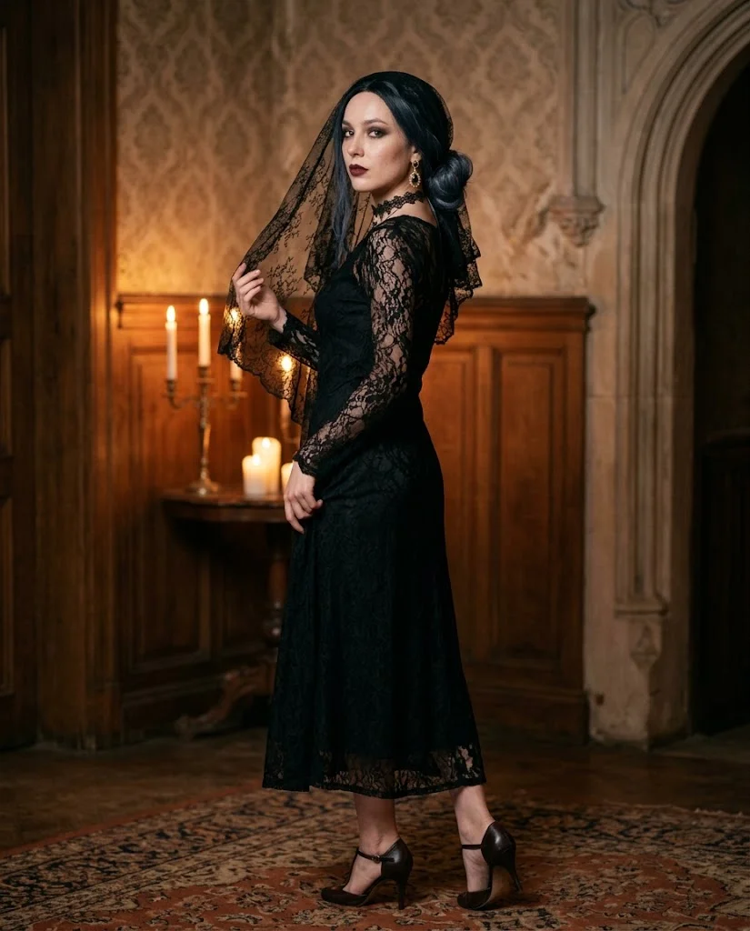 20 Trendy Halloween Outfits with Complete Costume Details 16 Gothic Bride Outfit Halloween Outfit