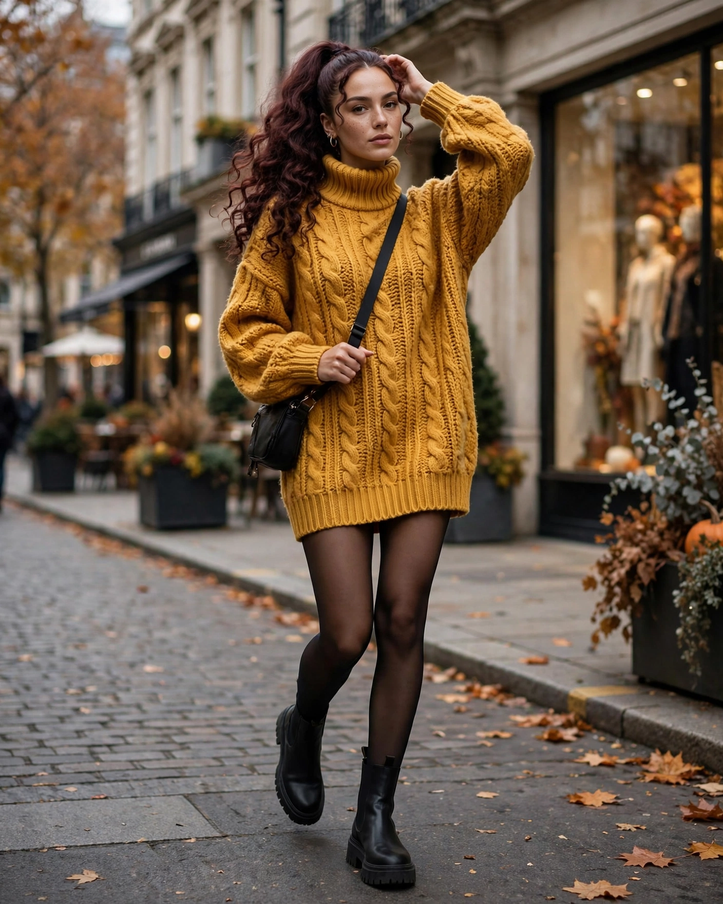 Fall Sweater Dress Outfits: 22 Cozy and Chic Looks You’ll Want to Wear All Season 9 Mustard Turtleneck Mini Dress with Black Chelsea Boots Sweater Dress Fall Outfit
