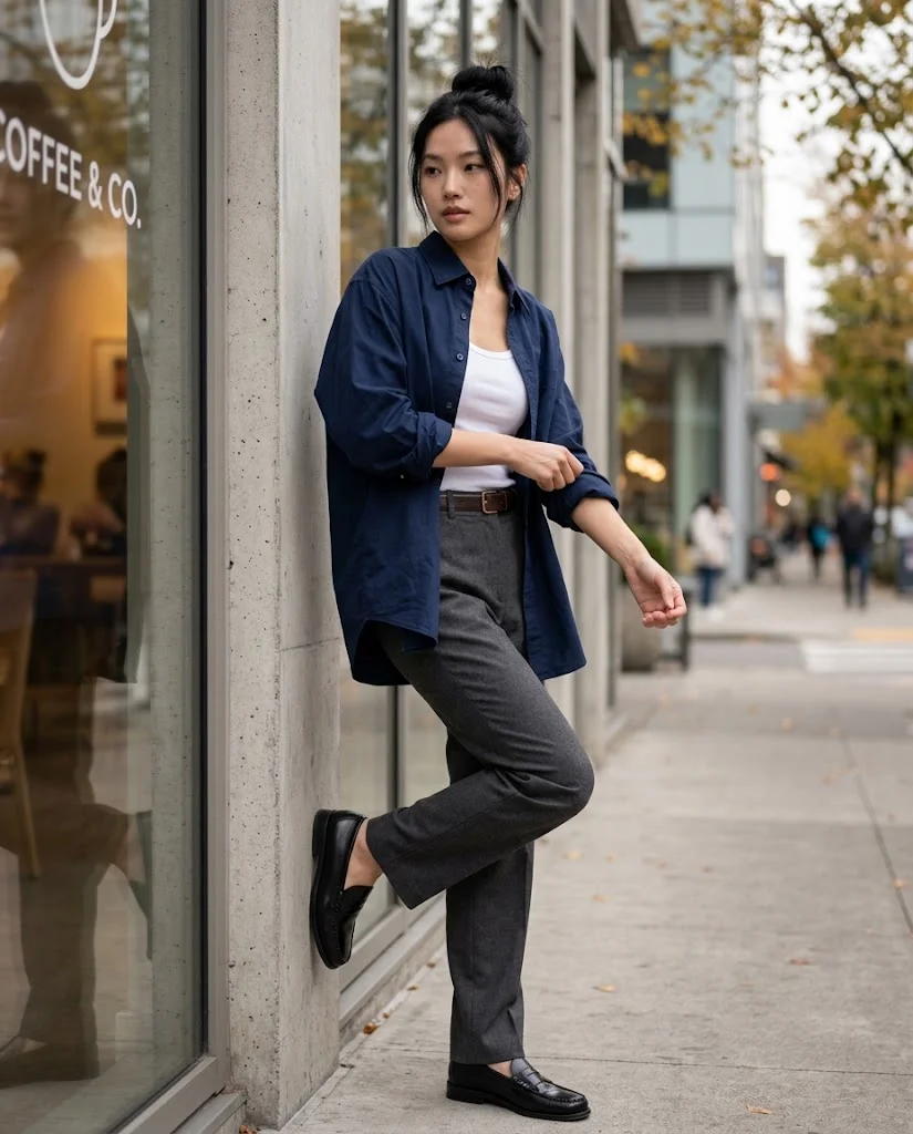 Oversized Button-Down with Straight Trousers October Outfit