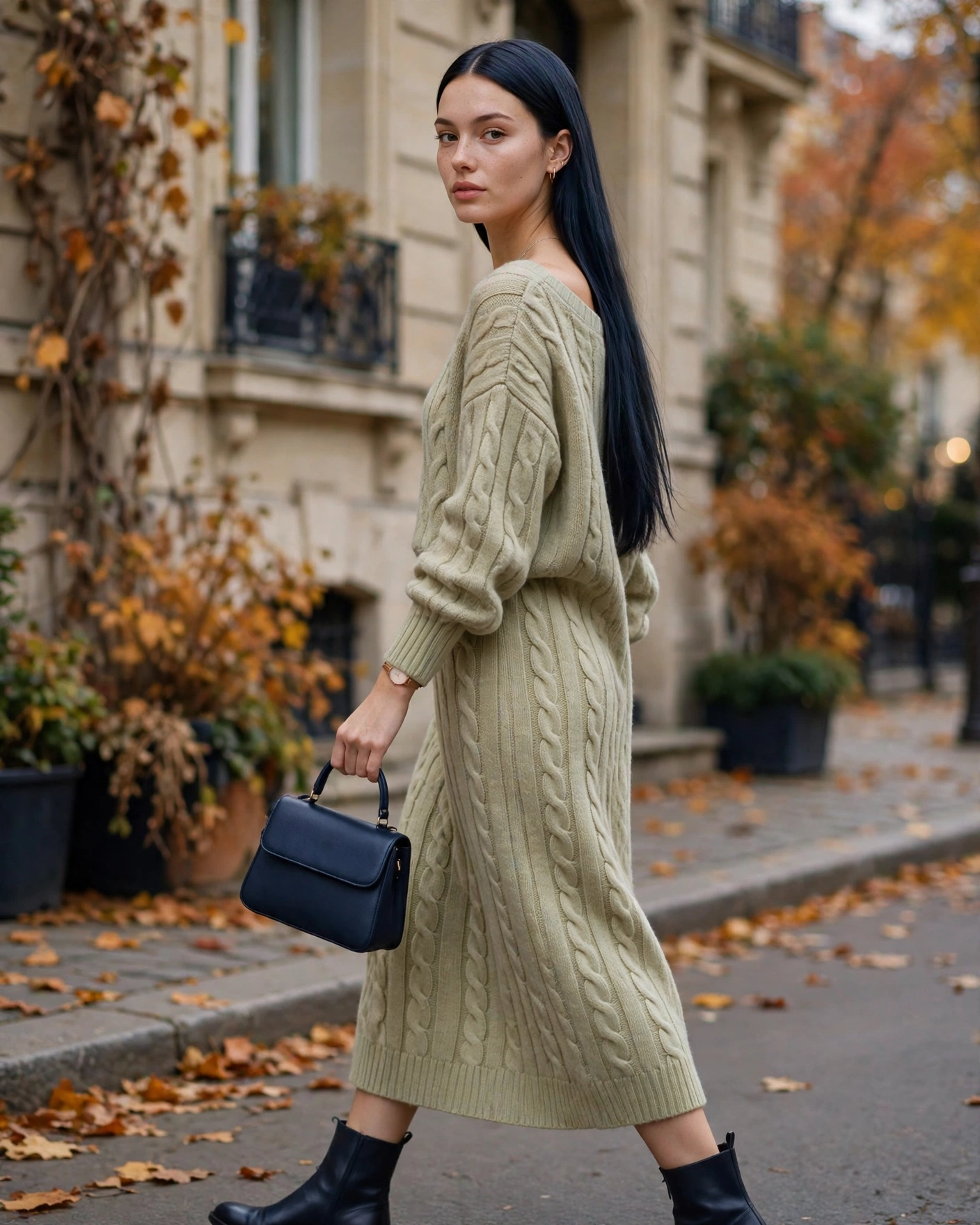 Fall Sweater Dress Outfits: 22 Cozy and Chic Looks You’ll Want to Wear All Season 19 Pistachio Cable Dress with Burgundy Navy Accessories Sweater Dress Fall Outfit