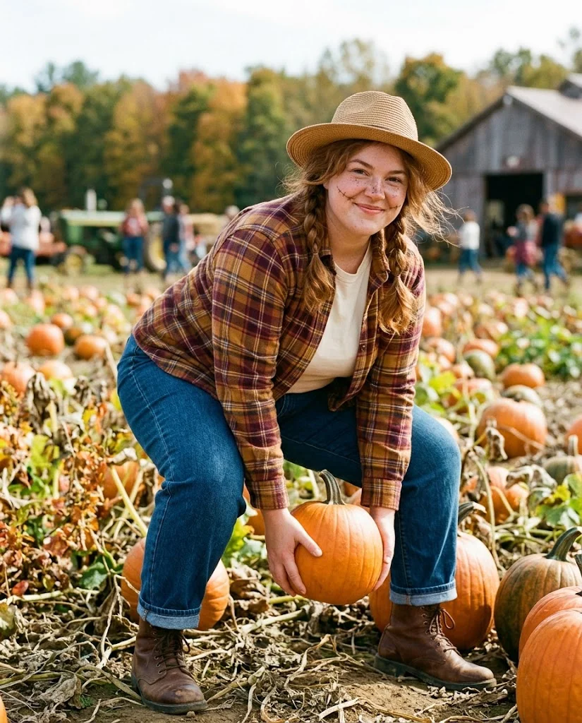 Scarecrow with Jeans and a Plaid Shirt Plus Size Halloween Outfit