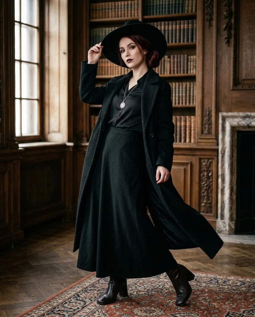 20 Trendy Halloween Outfits with Complete Costume Details 9 Vintage Witch Look Halloween Outfit