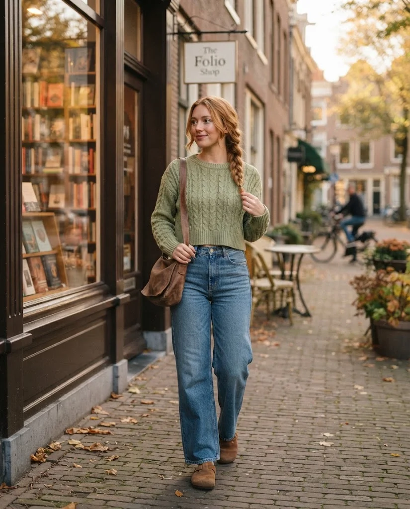 20 Wide Leg Jeans Outfits for Fall That Look Effortlessly Chic 14 Wide Leg Jeans with a Cropped Fisherman Sweater Wide Leg Jeans Fall Outfit