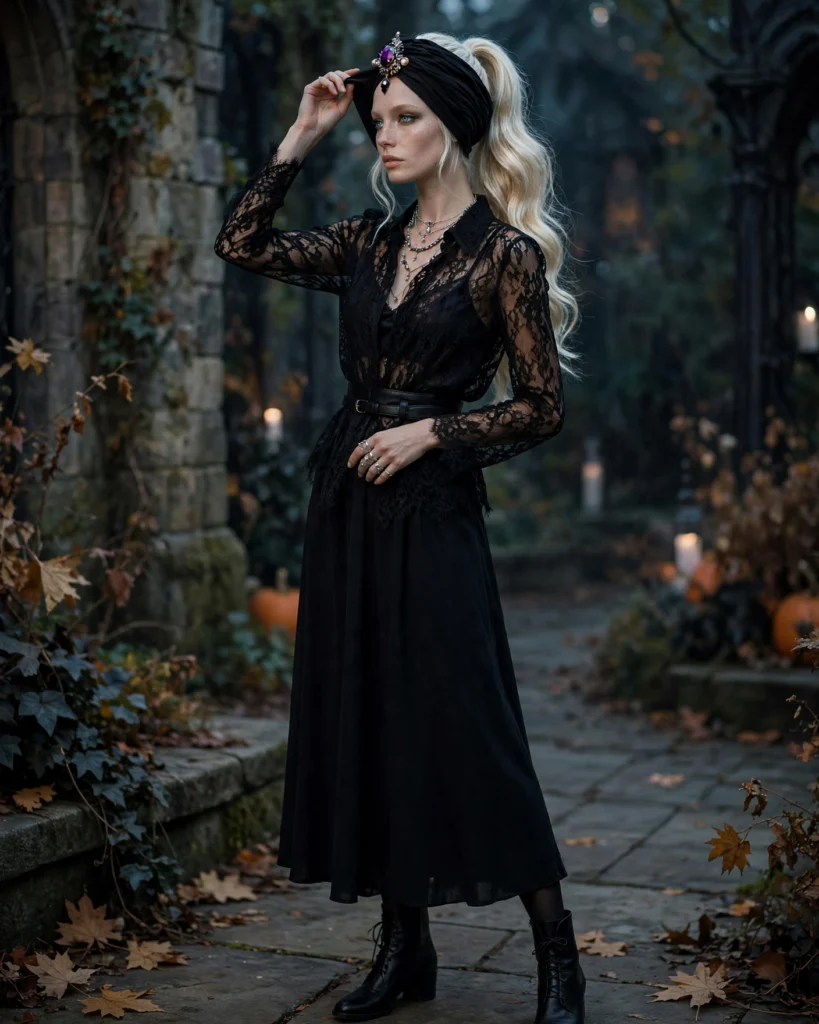 21 Fortune Teller Halloween Costumes: Mystical & Spooky Ideas 9 Black Lace Fortune Teller Outfit Fortune Teller Halloween Costume