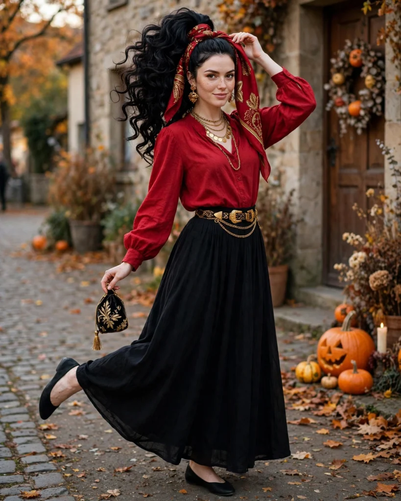 21 Fortune Teller Halloween Costumes: Mystical & Spooky Ideas 10 Red and Gold Fortune Teller Costume Fortune Teller Halloween Costume