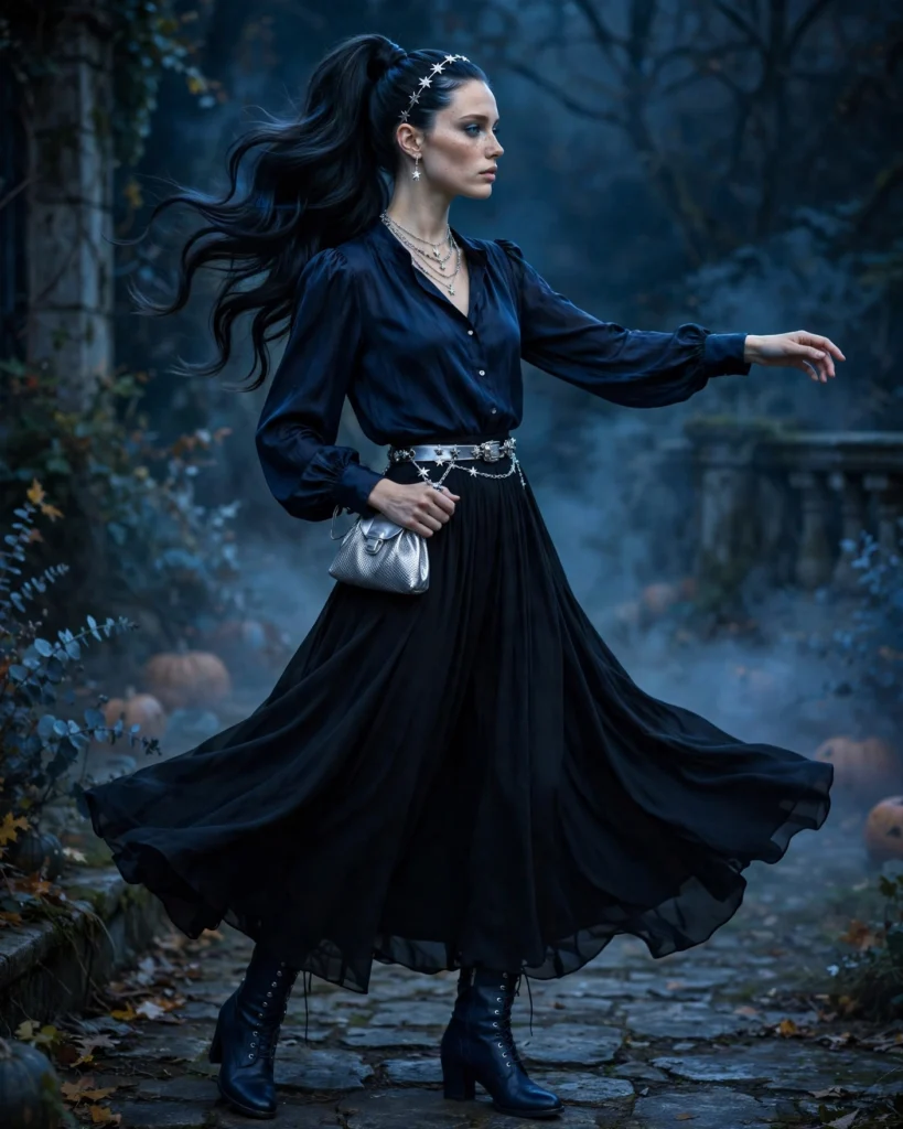 21 Fortune Teller Halloween Costumes: Mystical & Spooky Ideas 16 Silver and Midnight Blue Fortune Teller Fortune Teller Halloween Costume